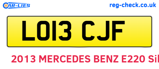 LO13CJF are the vehicle registration plates.