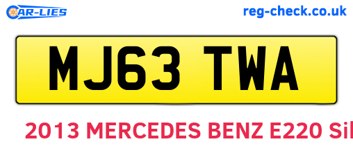MJ63TWA are the vehicle registration plates.