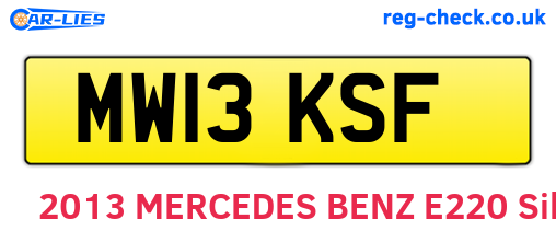 MW13KSF are the vehicle registration plates.
