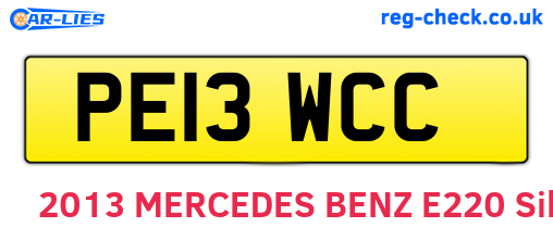 PE13WCC are the vehicle registration plates.