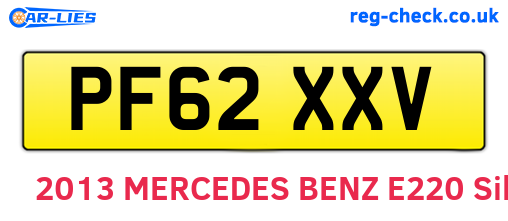 PF62XXV are the vehicle registration plates.