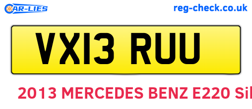 VX13RUU are the vehicle registration plates.