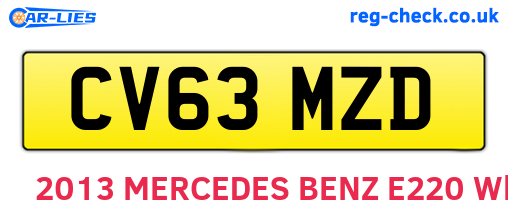 CV63MZD are the vehicle registration plates.