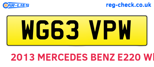 WG63VPW are the vehicle registration plates.