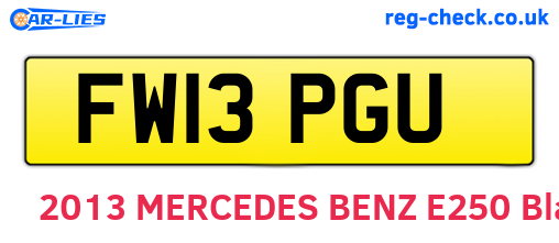 FW13PGU are the vehicle registration plates.