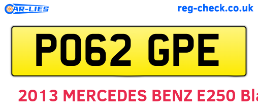PO62GPE are the vehicle registration plates.