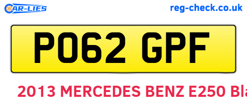 PO62GPF are the vehicle registration plates.