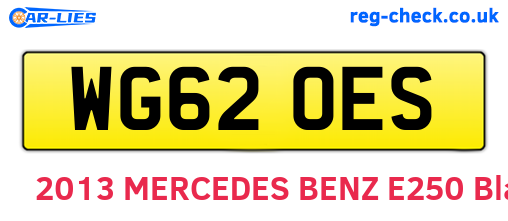 WG62OES are the vehicle registration plates.