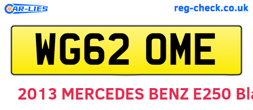 WG62OME are the vehicle registration plates.