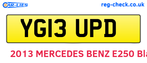YG13UPD are the vehicle registration plates.