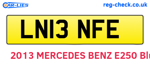 LN13NFE are the vehicle registration plates.
