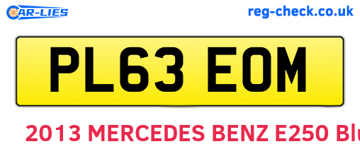 PL63EOM are the vehicle registration plates.