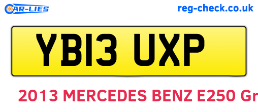 YB13UXP are the vehicle registration plates.