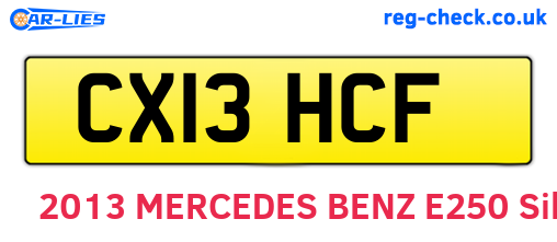 CX13HCF are the vehicle registration plates.
