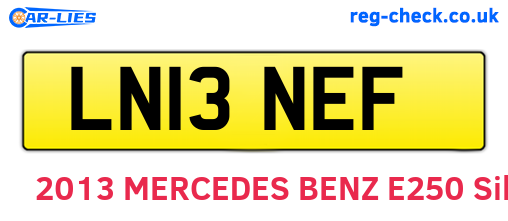 LN13NEF are the vehicle registration plates.