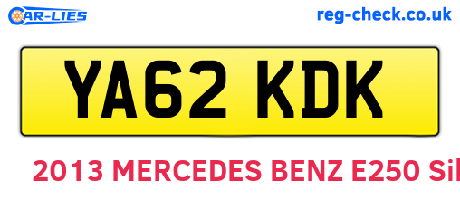 YA62KDK are the vehicle registration plates.