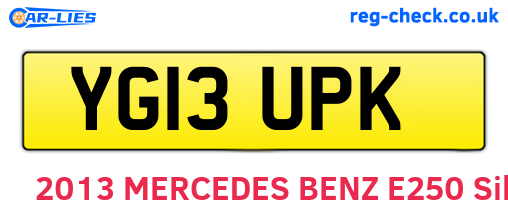 YG13UPK are the vehicle registration plates.