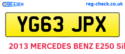 YG63JPX are the vehicle registration plates.