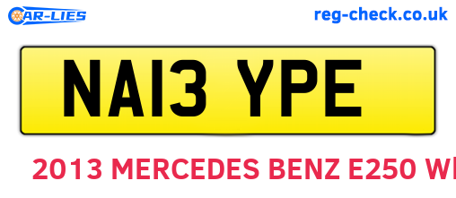 NA13YPE are the vehicle registration plates.