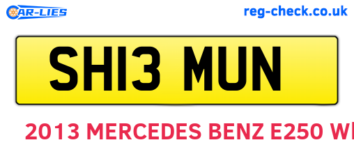 SH13MUN are the vehicle registration plates.