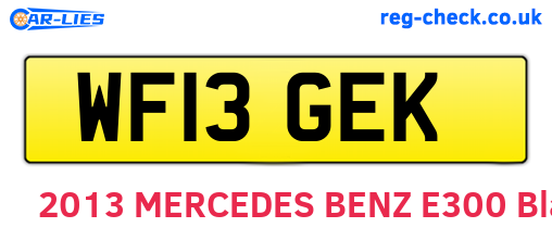 WF13GEK are the vehicle registration plates.