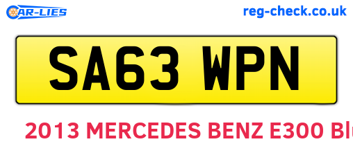SA63WPN are the vehicle registration plates.