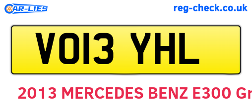 VO13YHL are the vehicle registration plates.