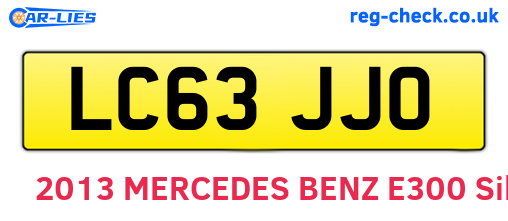 LC63JJO are the vehicle registration plates.