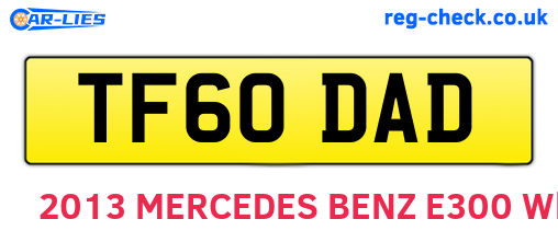 TF60DAD are the vehicle registration plates.