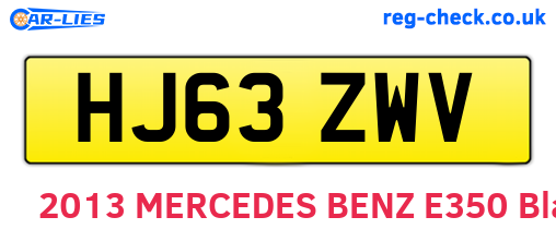 HJ63ZWV are the vehicle registration plates.
