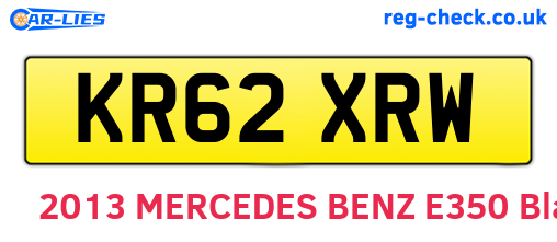 KR62XRW are the vehicle registration plates.