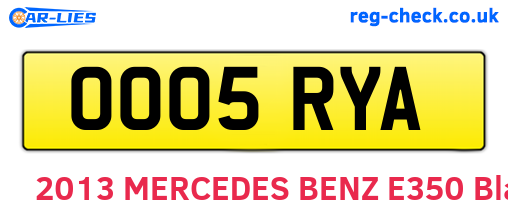 OO05RYA are the vehicle registration plates.