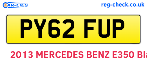 PY62FUP are the vehicle registration plates.