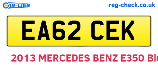EA62CEK are the vehicle registration plates.