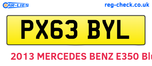 PX63BYL are the vehicle registration plates.