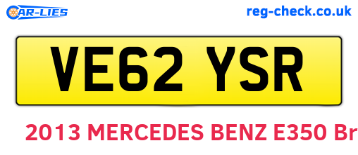 VE62YSR are the vehicle registration plates.