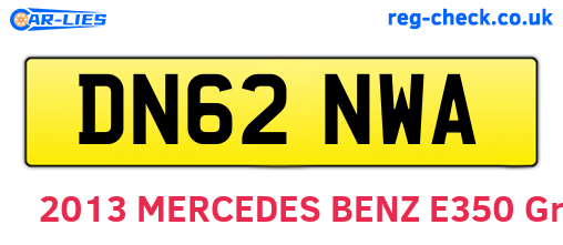 DN62NWA are the vehicle registration plates.
