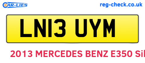 LN13UYM are the vehicle registration plates.