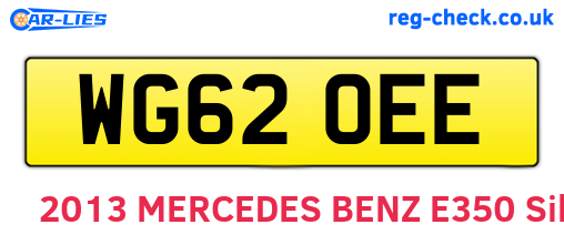 WG62OEE are the vehicle registration plates.