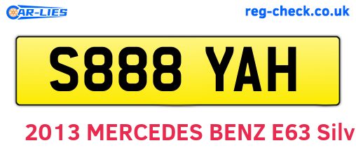 S888YAH are the vehicle registration plates.