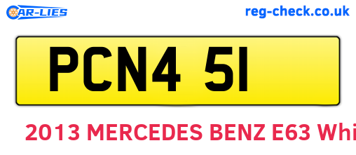 PCN451 are the vehicle registration plates.