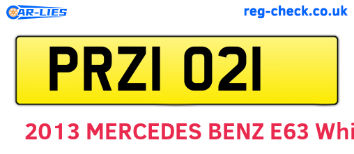 PRZ1021 are the vehicle registration plates.