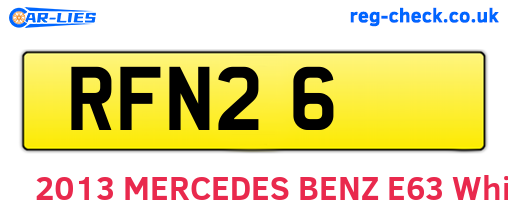 RFN26 are the vehicle registration plates.
