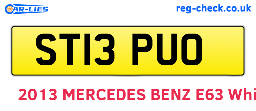 ST13PUO are the vehicle registration plates.