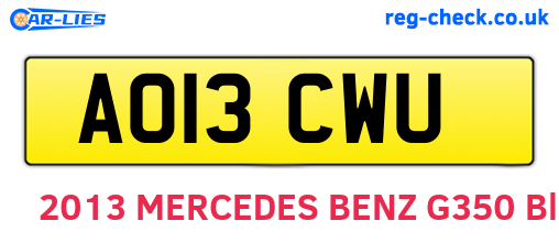AO13CWU are the vehicle registration plates.