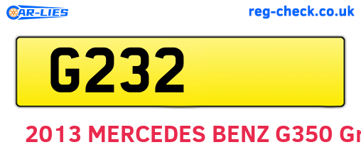 G232 are the vehicle registration plates.