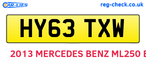 HY63TXW are the vehicle registration plates.