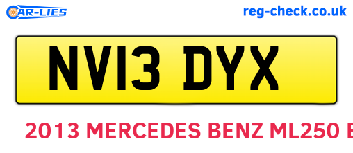 NV13DYX are the vehicle registration plates.