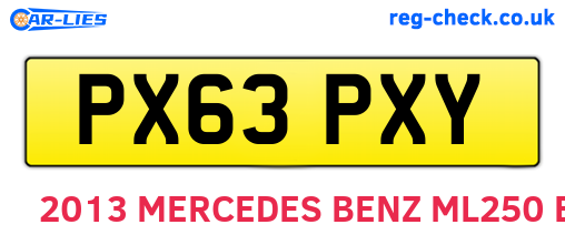 PX63PXY are the vehicle registration plates.