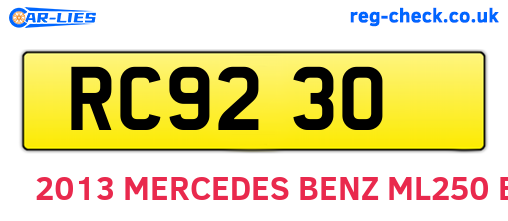 RC9230 are the vehicle registration plates.